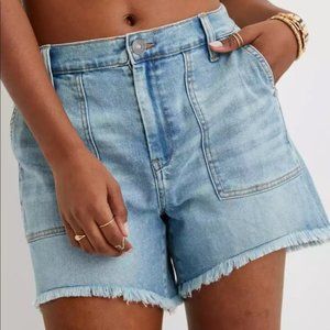 Aerie Adventure Denim Short Baggy Elastic Waistband Cut Off Size XS EUC